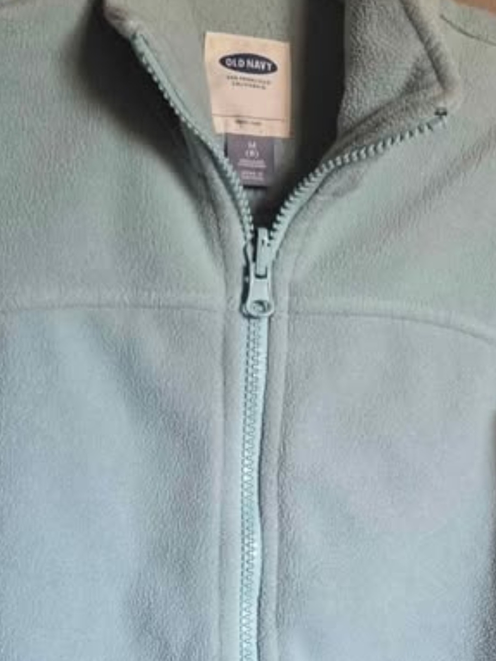 Old Navy Kids Sage Green Full-Zip Fleece Sweater.Size 8 Years.